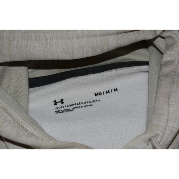 Under Armour Hoodie Pullover Mens Size Medium Loose Tan Polyester With Pockets - Picture 7 of 7